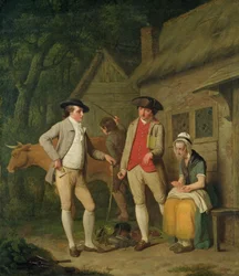 La vache et les biens de la veuve Costard, saisis pour impôts, sont rachetés par la générosité de Johnny Pearmain, 1782