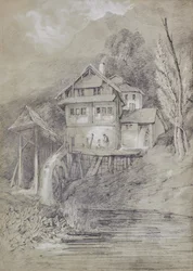 Paysage avec moulin à eau