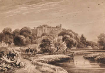 Paysage avec vaches et chevaux