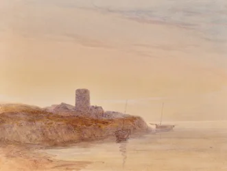 Paysage marin avec tour