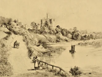 La Coquet : Château de Warkworth depuis la route d