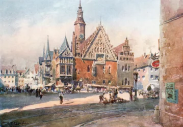 Breslau - Hôtel de ville (lithographie couleur)