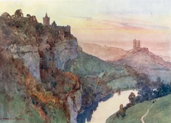 Rudelsburg et Saaleck (lithographie couleur)