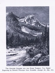 Les Grandes Jorasses et le torrent de la Doire, Val Ferret, de British Adventure publié par Collins, 1947