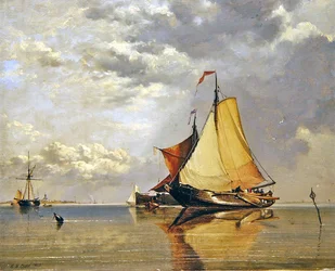 Bateaux hollandais au large de Fort Lillo, embouchure de l