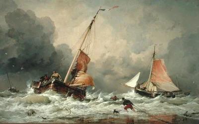 Pincks Néerlandais arrivant et se préparant à prendre la mer au retour de la marée