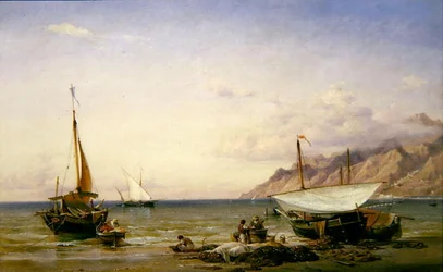 Pêcheurs entretenant leurs filets