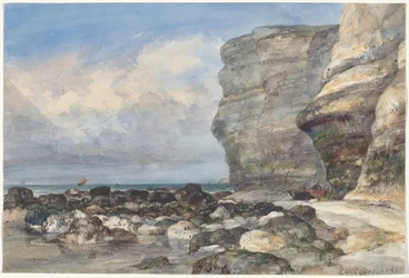 La plage rocheuse et les falaises à Fécamp