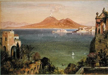 Vésuve et Castel del Oro, Naples, vus de la Villa Cedroni, Posillippo