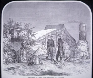 Esquisses de la vie militaire - Pesée des rations, de 
