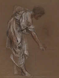 Femme courbée en robe classique - étude pour