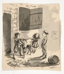 Enfants avec un âne (recto); Illustration non identifiée d