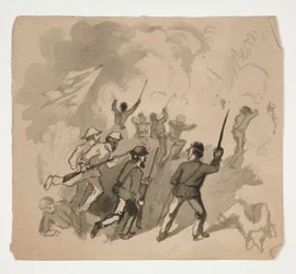 Scène de bataille de la guerre civile (recto); Illustration non identifiée d