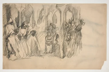 Étude de composition pour la série de fresques La Quête du Saint Graal à la bibliothèque publique de Boston