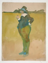 Homme gros dans un paysage
