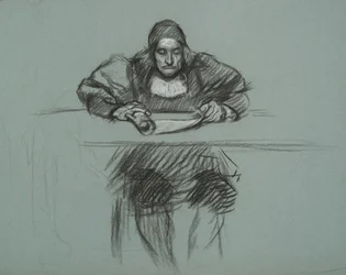 Figure pour le procès de la reine Katherine. greffier au bureau