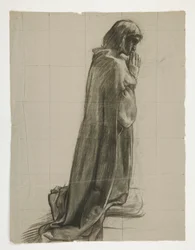 Étude de figure pour Sir Lancelot et Sir Bors équipant Galahad de ses éperons, de La Quête du Saint Graal (deuxième d