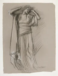 Étude de figure pour le Château des Demoiselles (?), de La Quête du Saint Graal (une série de 15 peintures pour la Bibliothèque publique de Boston, achevée en 1901)