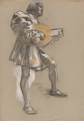 Figure avec mandoline en costume médiéval