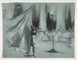 Figures dans un hall