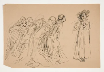 Galahad et les Vertus Captives, étude pour La Quête du Saint Graal (série de quinze peintures pour la bibliothèque publique de Boston, achevée en 1901)