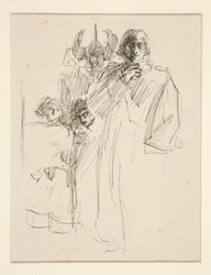 Galahad au château, étude pour La Quête du Saint Graal (série de quinze peintures pour la bibliothèque publique de Boston, achevée en 1901)