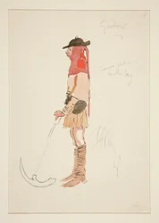 Jardinier, croquis de costume pour Henry Irving