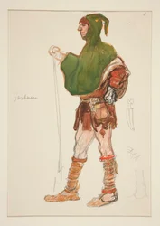 Jardinier, croquis de costume pour Henry Irving