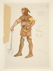 Jardinier, croquis de costume pour Henry Irving