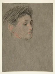Tête de femme aux cheveux noirs, pour le couronnement d