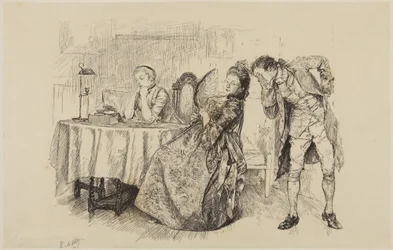 Illustration pour She Stoops to Conquer de Goldsmith : « Alors pourquoi ne le lui dites-vous pas tout de suite ? »