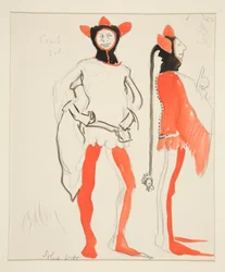 Bouffons, croquis de costume pour Henry Irving