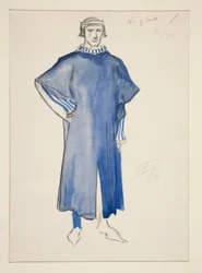 Jean de Gand, croquis de costume pour Henry Irving