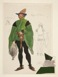Gardien de prison, croquis de costume pour Henry Irving
