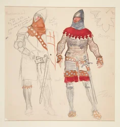 Hommes de Northumberland, croquis de costume pour Henry Irving