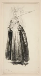 Prospero et Ariel, illustration pour Acte V, Scène i, La Tempête