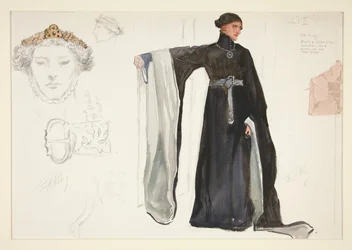 Richard II (en noir), esquisse de costume pour Henry Irving