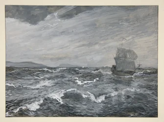 Paysage marin avec voilier
