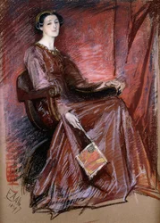 Femme assise portant une coiffe élisabéthaine, 1897