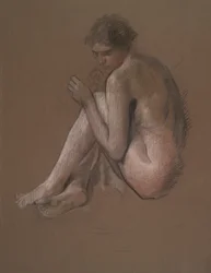 Figure féminine nue assise