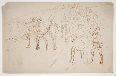 Croquis de troupes de la guerre révolutionnaire, en marche