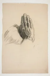 Esquisse de deux mains, jointes en prière