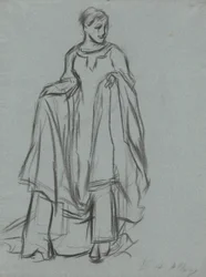 Étude pour une femme drapée, étude de figure pour La Quête du Saint Graal (série de 15 peintures pour la bibliothèque publique de Boston, achevée en 1901)