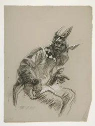 Étude de bouffon (inutilisée), pour La Quête du Saint Graal (une série de quinze peintures pour la bibliothèque publique de Boston, achevée en 1901)