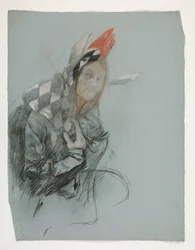 Étude de bouffon (inutilisée), pour la Quête du Saint Graal (une série de quinze peintures pour la Bibliothèque publique de Boston, achevée en 1901)