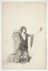 Étude de femme agenouillée, probablement une étude pour Juliette dans la scène du tombeau
