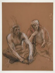 Étude de deux Indiens pour