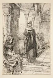 Deux figures féminines dans le cloître, du Cloître