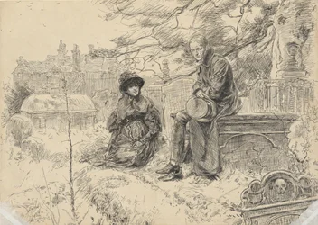 Deux figures dans un cimetière