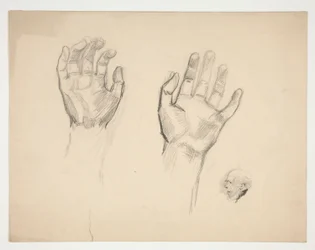 Deux croquis : croquis de deux mains ; croquis d